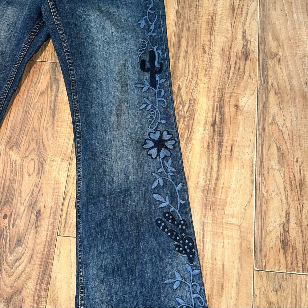 Stetson Embroidered Cactus ๐ต & Flower Denim Trousers Size: 8 x 32 - Picture 6 of 8